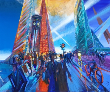 Berlin ist stehts Verwandlung. Vergangenheit-Gegenwart-Zukunft. Polyptychon aus 5 Teilen.